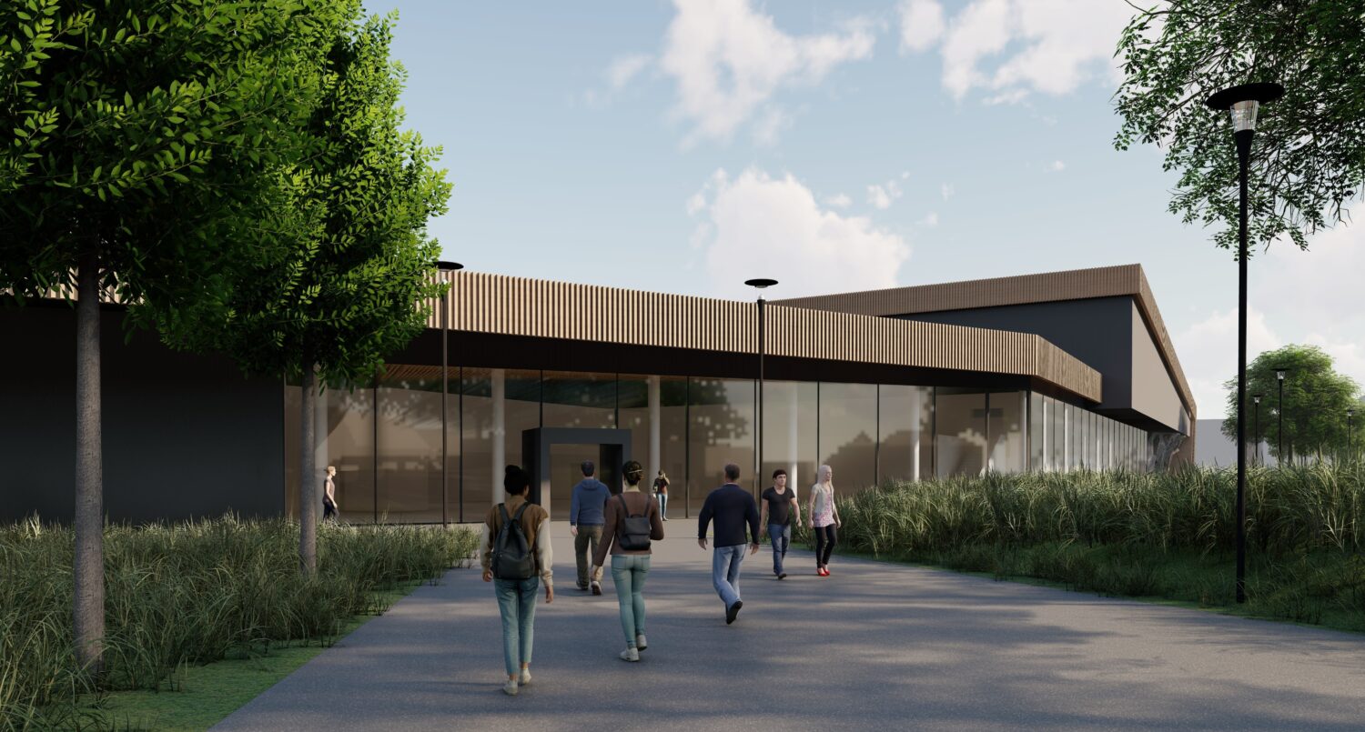 Haupteingang Sporthalle Northeim im Entwurf von Architekt Jan Mocha